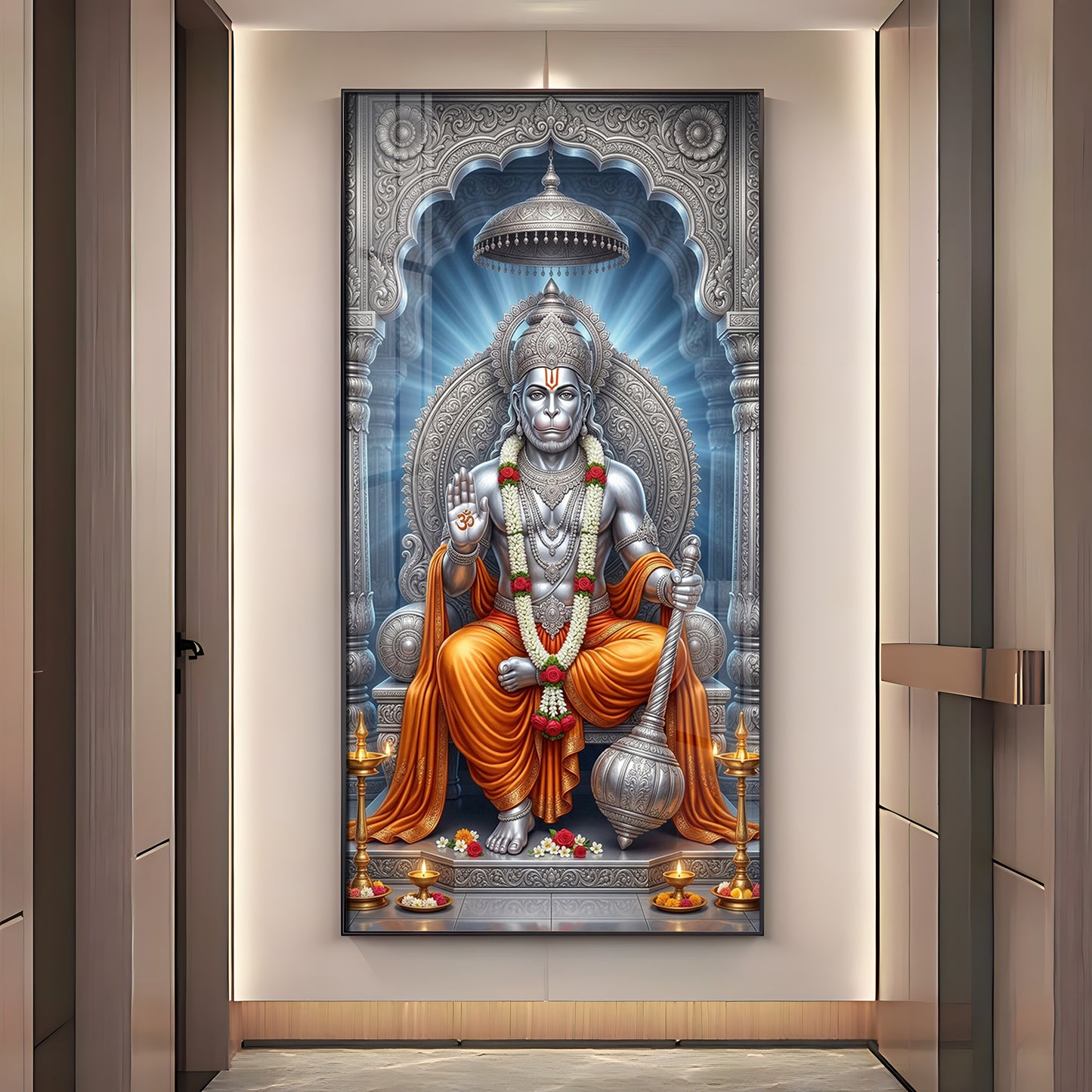 Exalted Hanuman Ji Premium Acrylic Vertical Wall Art
