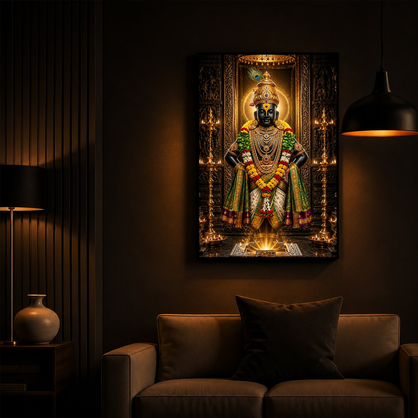 God Vitthal Modern Luxury Backlight Vertical Wall Art