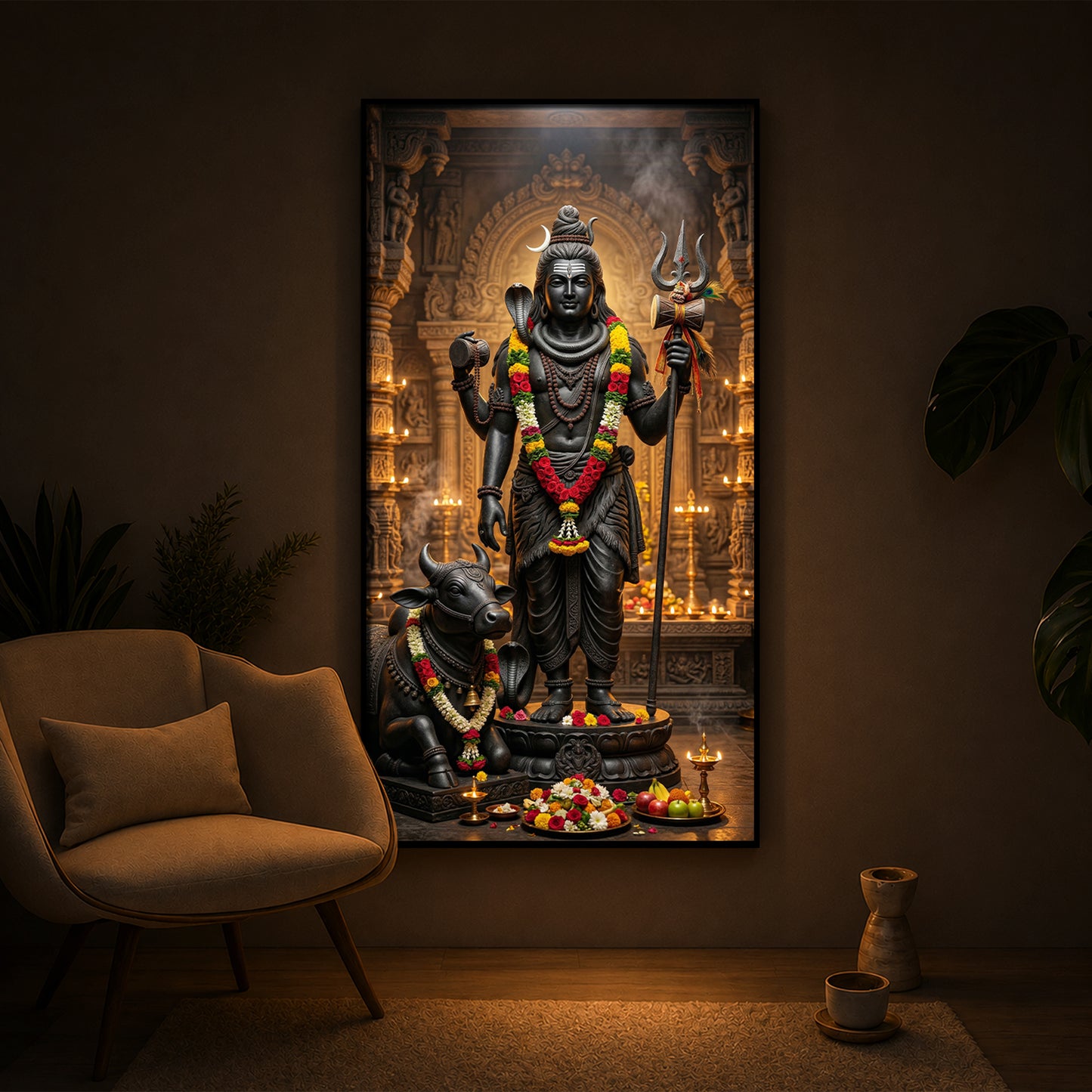 Divine Shivay Modern Luxury Backlight Vertical Wall Art