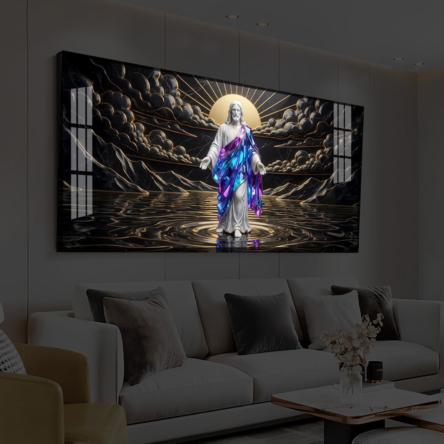 Jesus Christ Modern Luxury Backlight Horizontal Wall Art