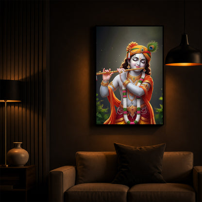 Shri Krishna Modern Luxury Backlight Vertical Wall Art