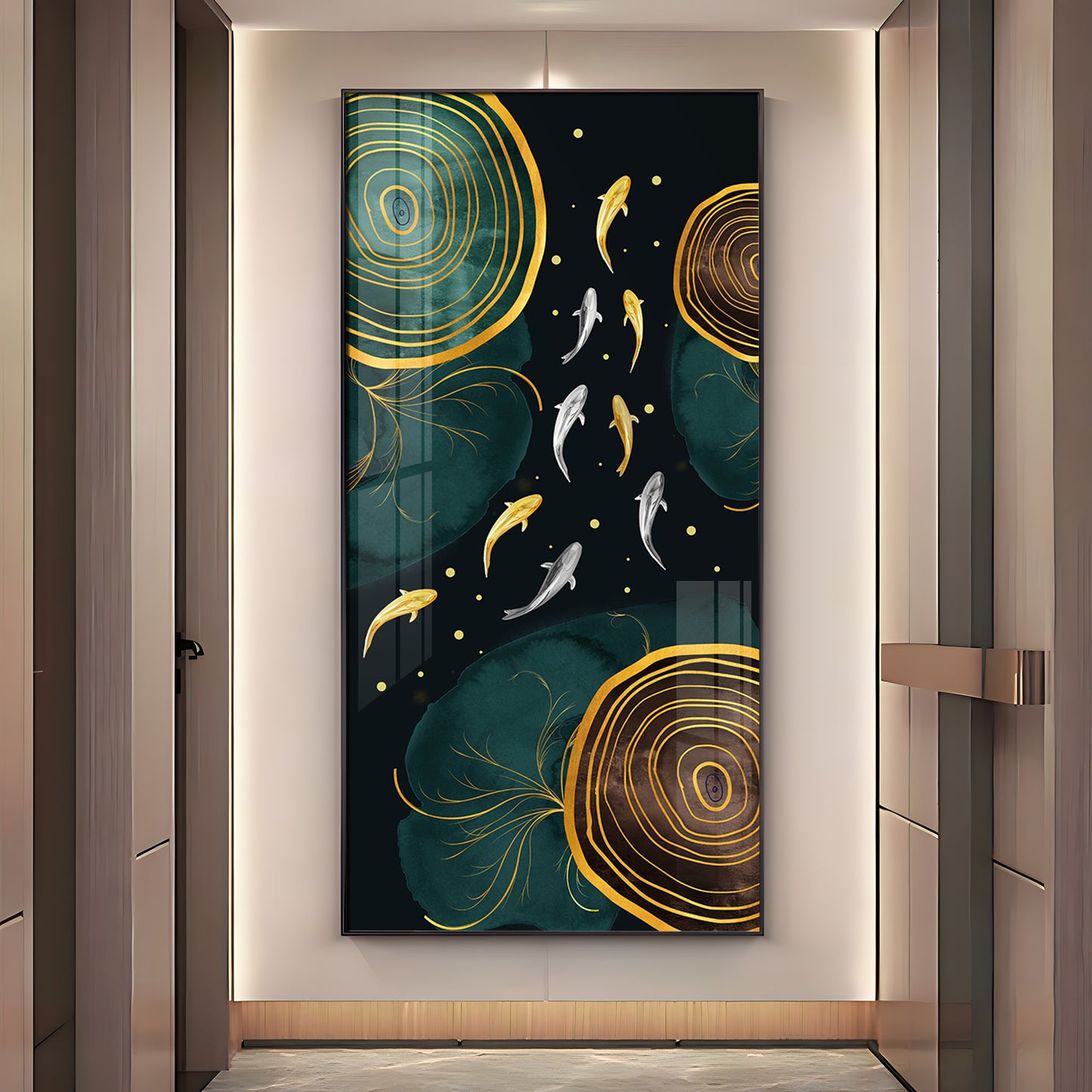 Fishes In Ocean Premium Acrylic Vertical Wall Art