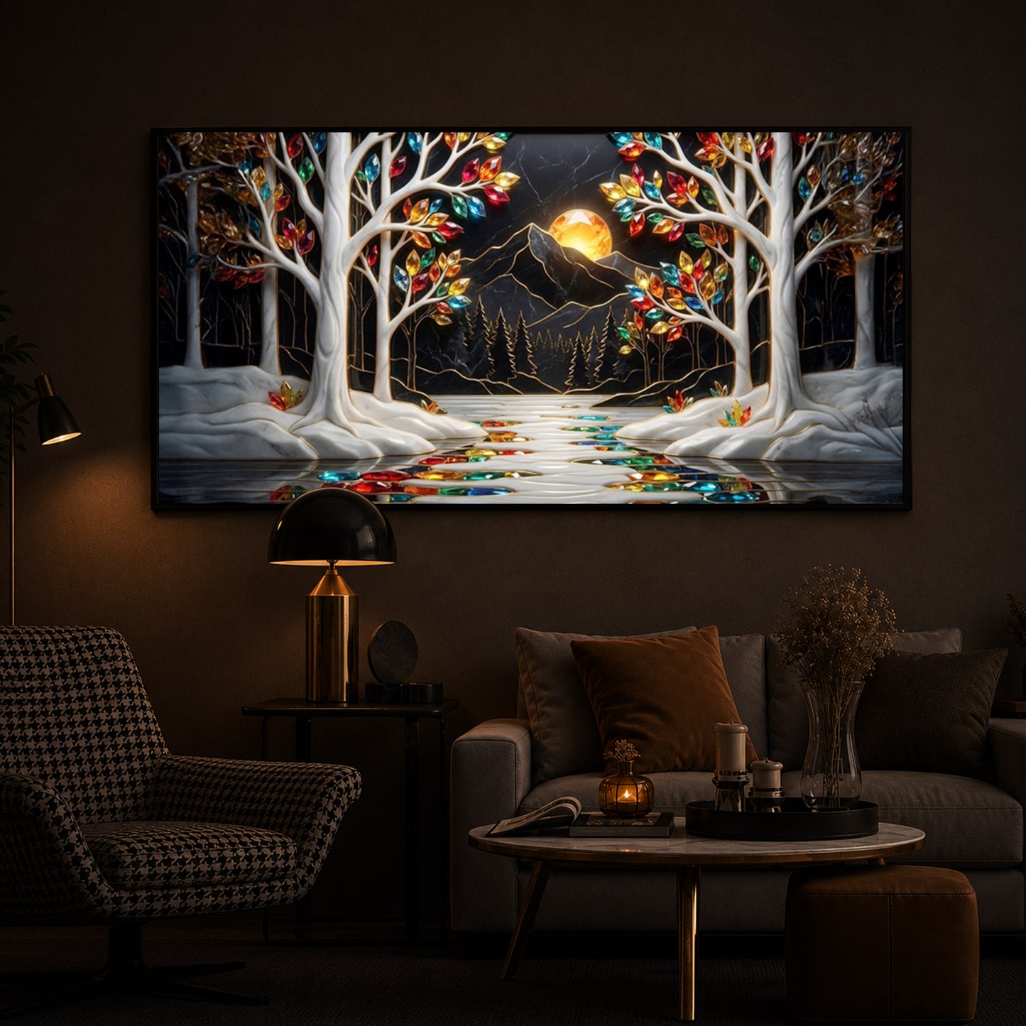 Tree Of Life Modern Luxury Backlight Horizontal Wall Art