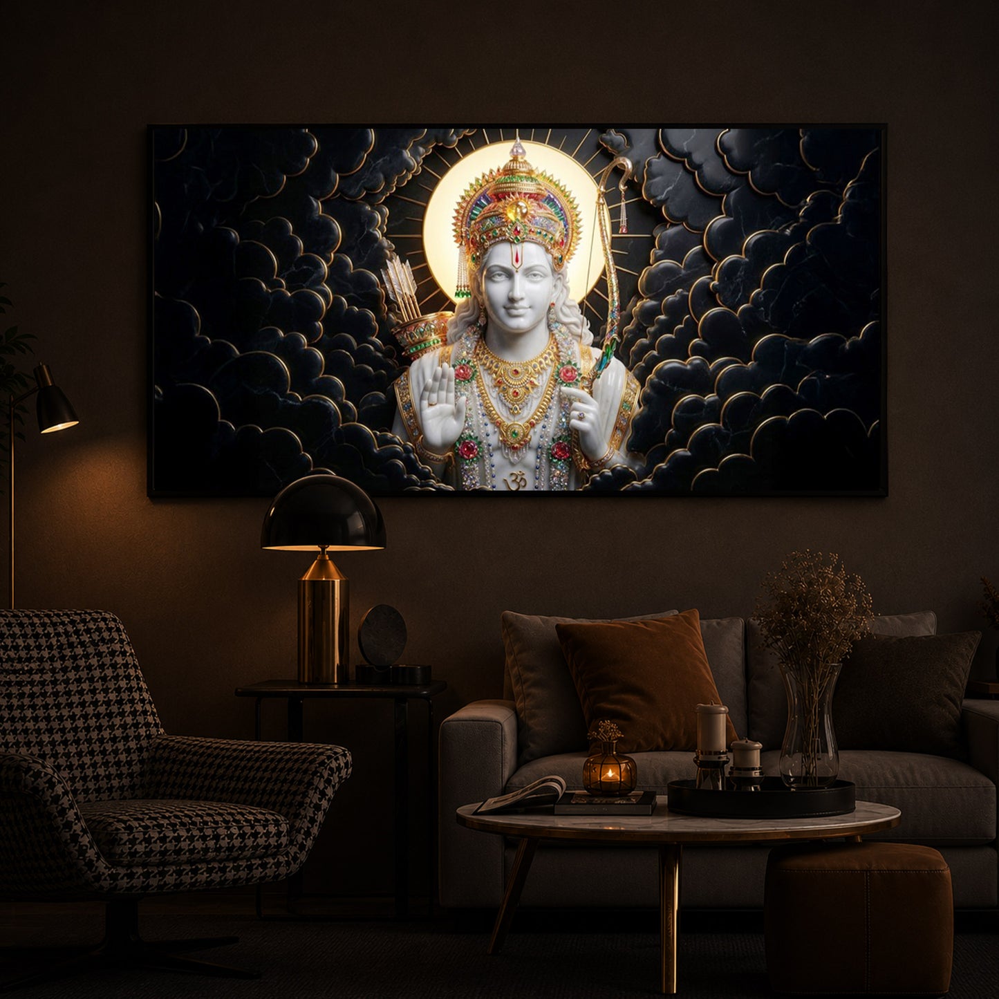 Lord Ram Modern Luxury Backlight Horizontal Wall Art