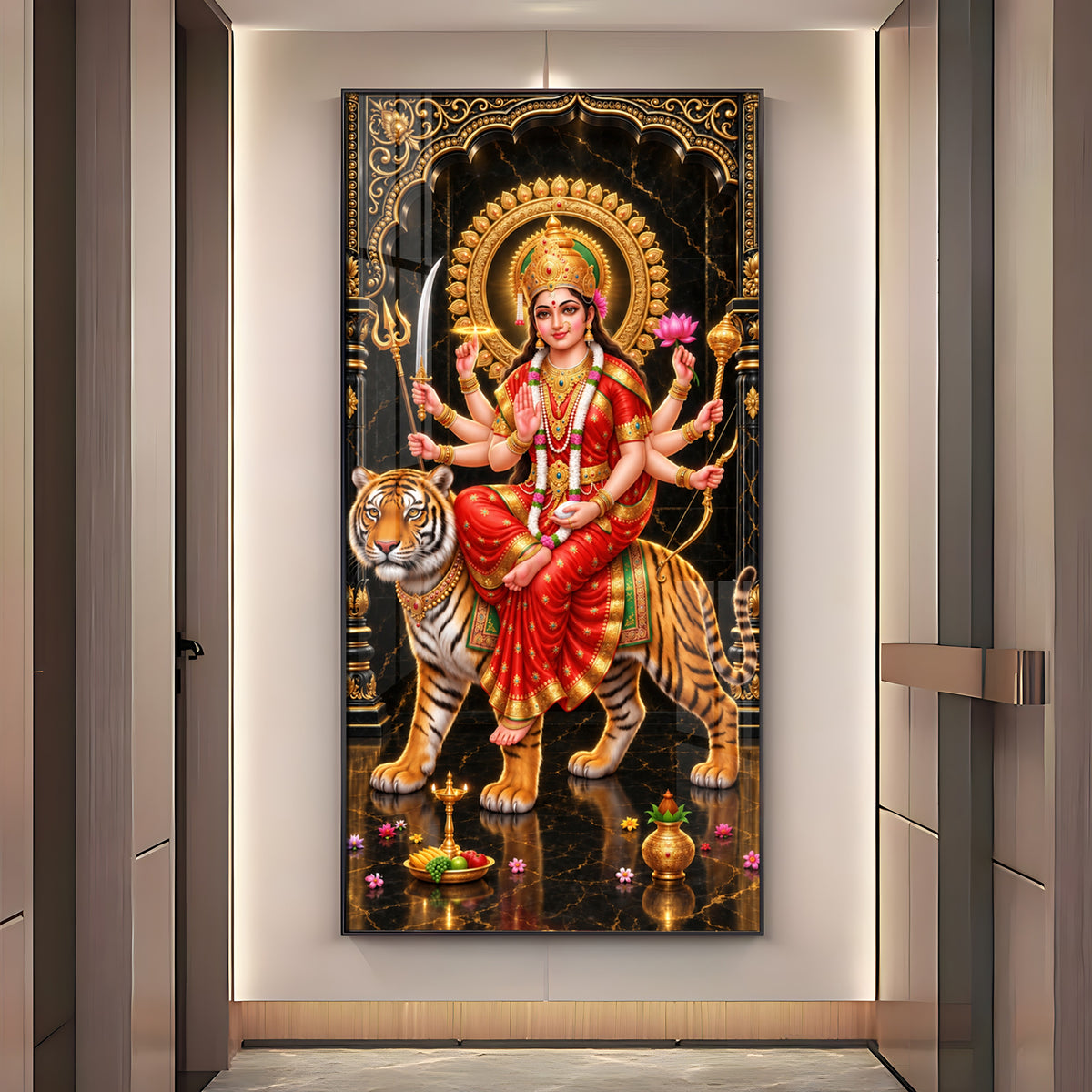 Divine Blessing Durga Premium Acrylic Vertical Wall Art