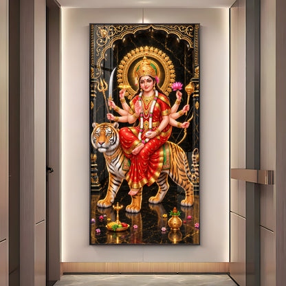 Divine Blessing Durga Premium Acrylic Vertical Wall Art