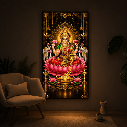 Goddess Lakshmi Modern Luxury Backlight Vertical Wall Art