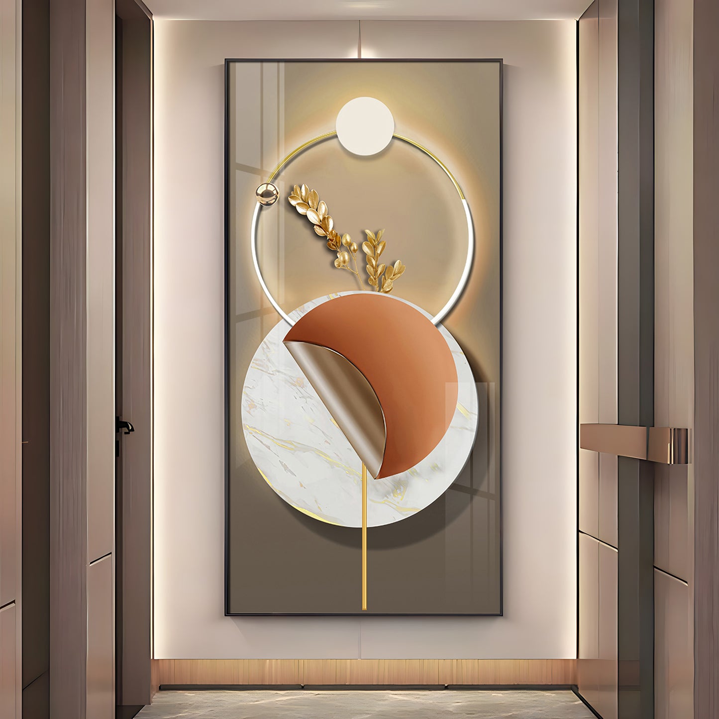 Golden Elegance Premium Acrylic Vertical Wall Art