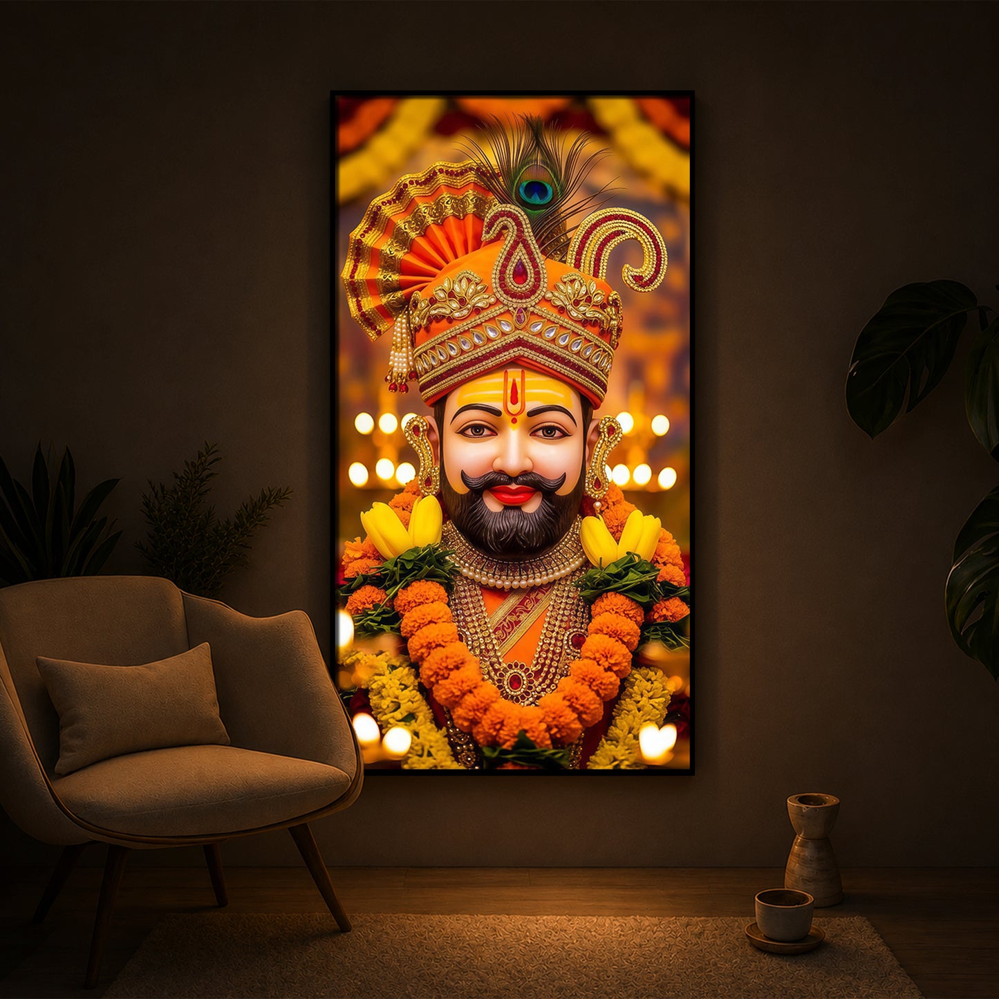 Hare Ka Sahara Modern Luxury Backlight Vertical Wall Art