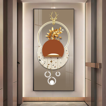 Golden Floral Grandeur Premium Acrylic Vertical Wall Art