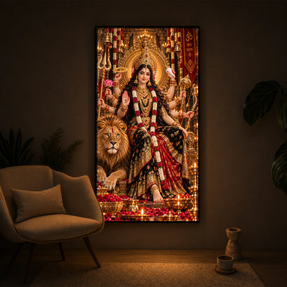 Maa Jagdamba Modern Luxury Backlight Vertical Wall Art