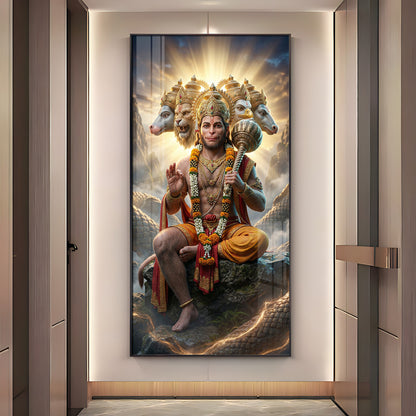 Divine Panchmukhi Hanuman Premium Acrylic Vertical Wall Art