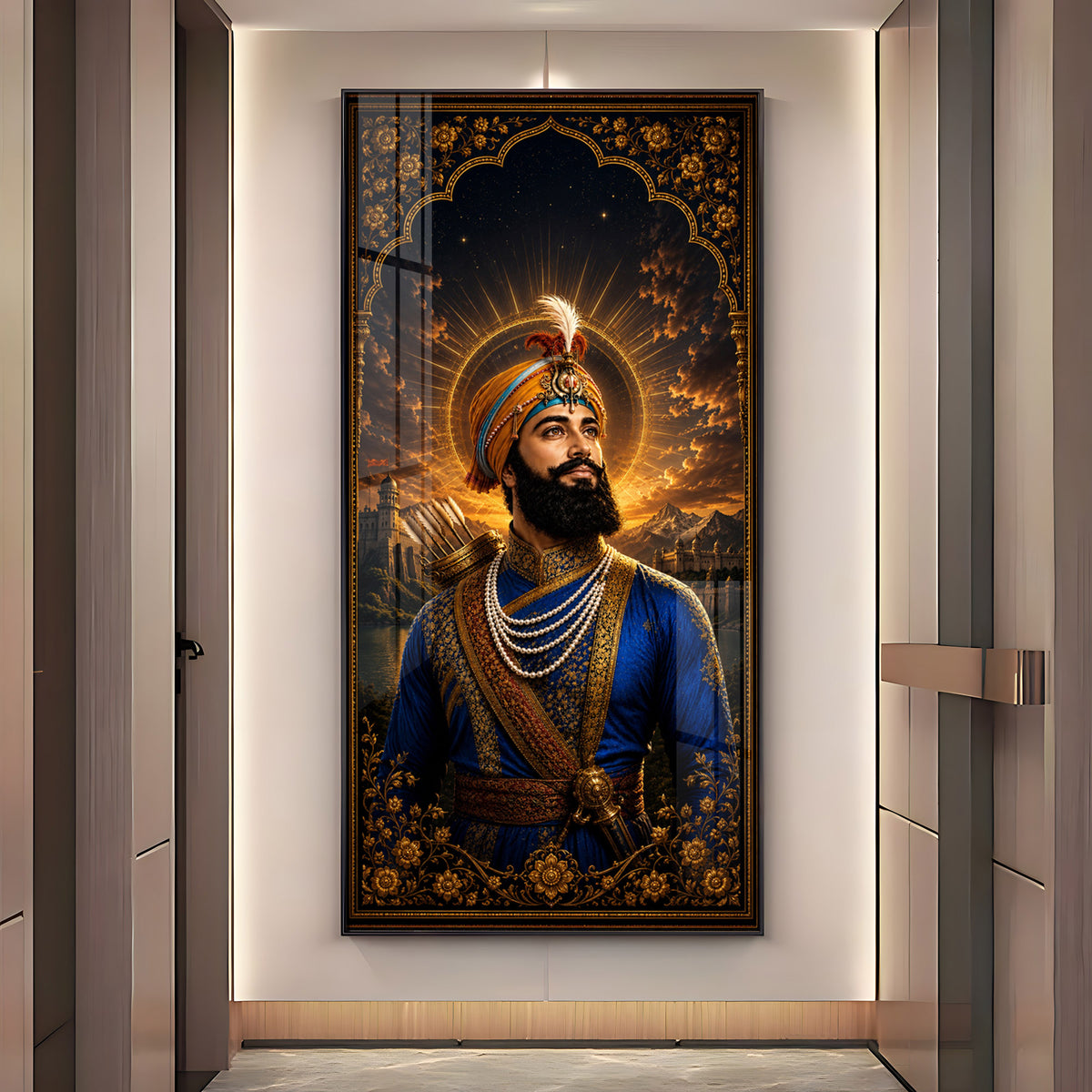 Guru Gobind Singh Ji Royal Blue Attire Premium Acrylic Vertical Wall Art