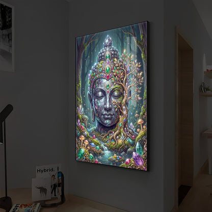 Lord Gautam Buddha Modern Luxury Backlight Vertical Wall Art
