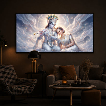 Krishna Radha Modern Luxury Backlight Horizontal Wall Art