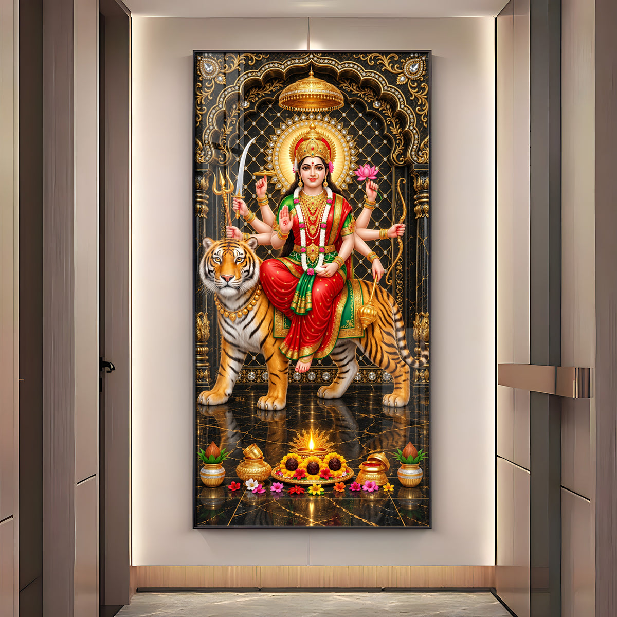 Durga Mata Premium Acrylic Vertical Wall Art