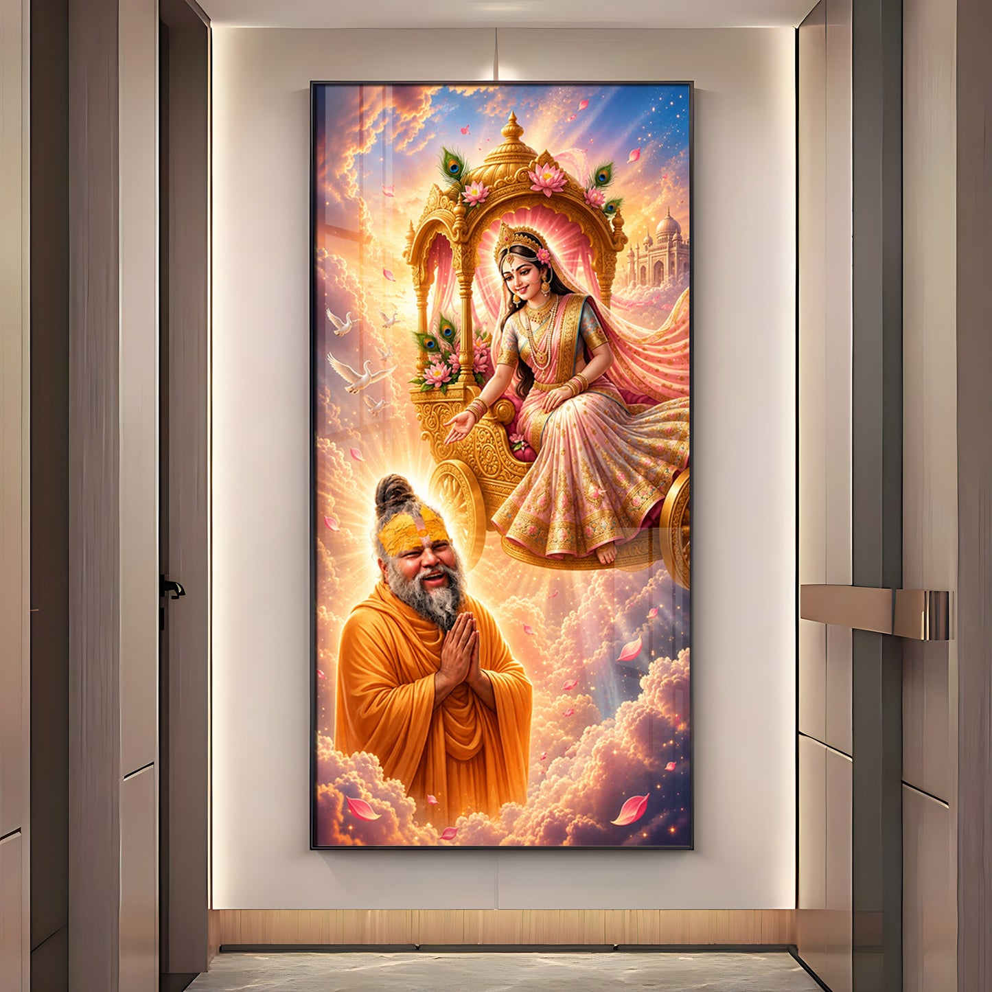Shri Radha Rani & Premanand Maharaj Premium Acrylic Vertical Wall Art