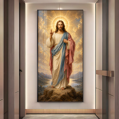Divine Jesus Christ Blessing Landscape Premium Acrylic Vertical Wall Art