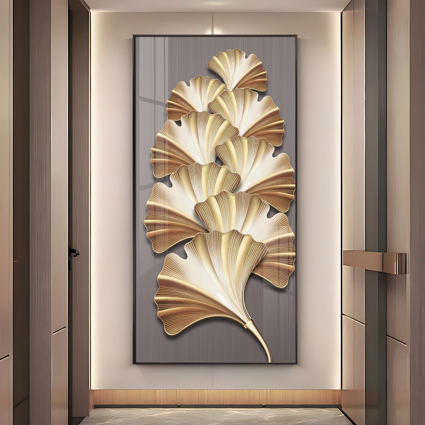 Golden Glow Premium Acrylic Vertical Wall Art