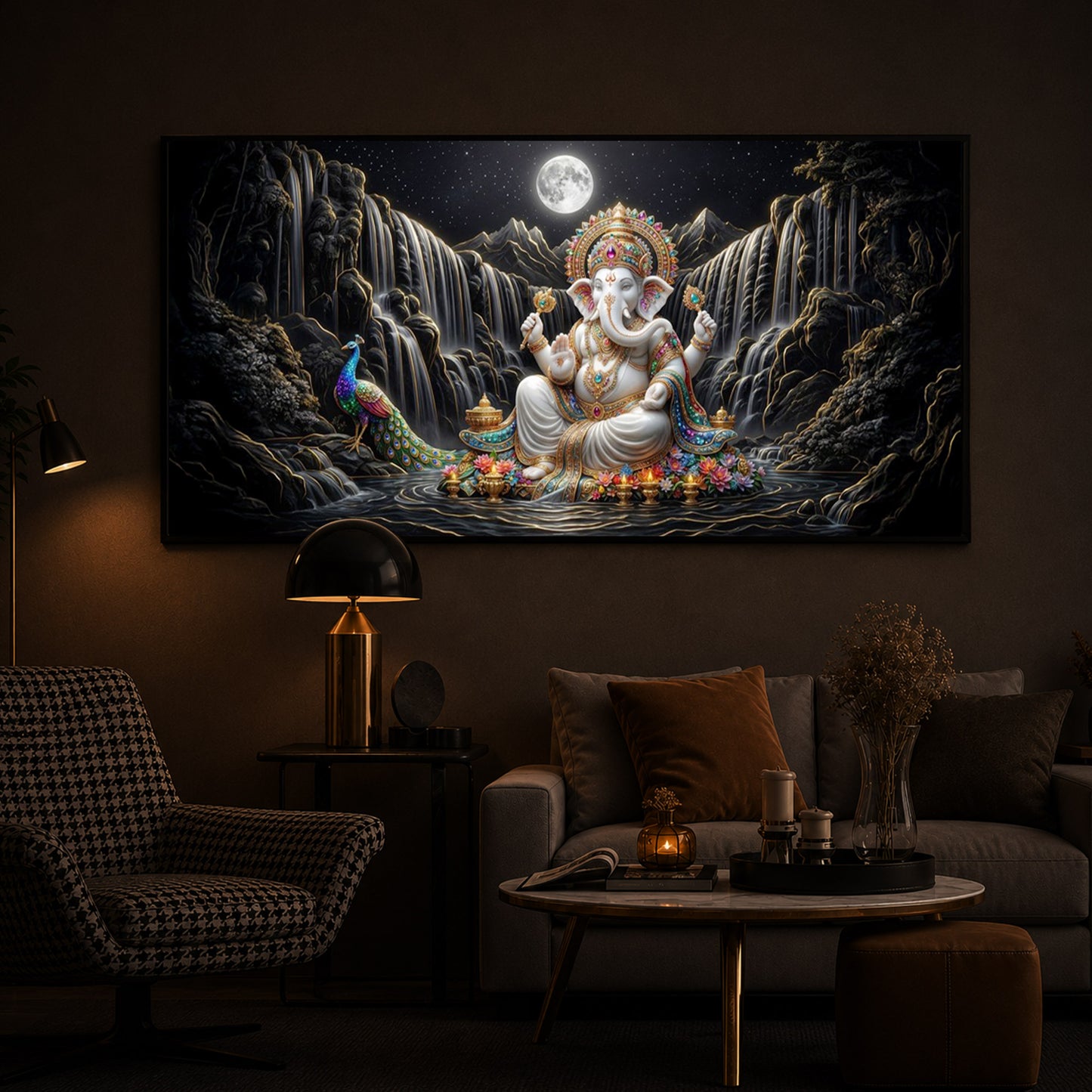 Spiritual Ganesha Modern Luxury Backlight Horizontal Wall Art