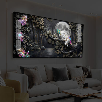 Divine Lord Little Krishna Modern Luxury Backlight Horizontal Wall Art