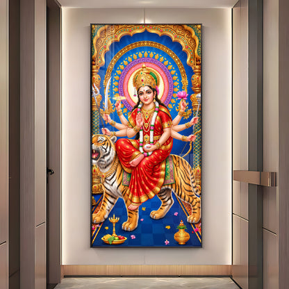 Goddess Durga Divine Premium Acrylic Vertical Wall Art