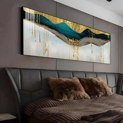 Golden Geomorphic Abstract Premium Acrylic Horizontal Wall Art