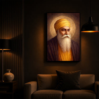 Guru Nanak Dev Ji Modern Luxury Backlight Vertical Wall Art