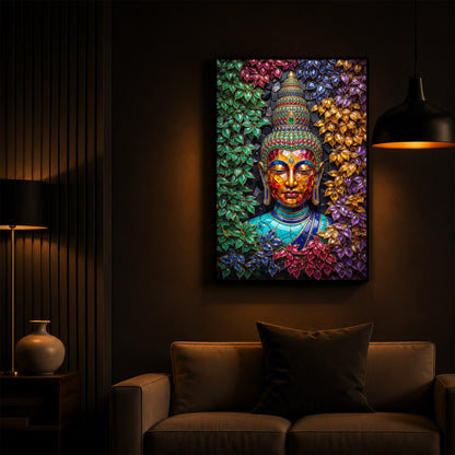 Buddha Colorful Modern Luxury Backlight Vertical Wall Art