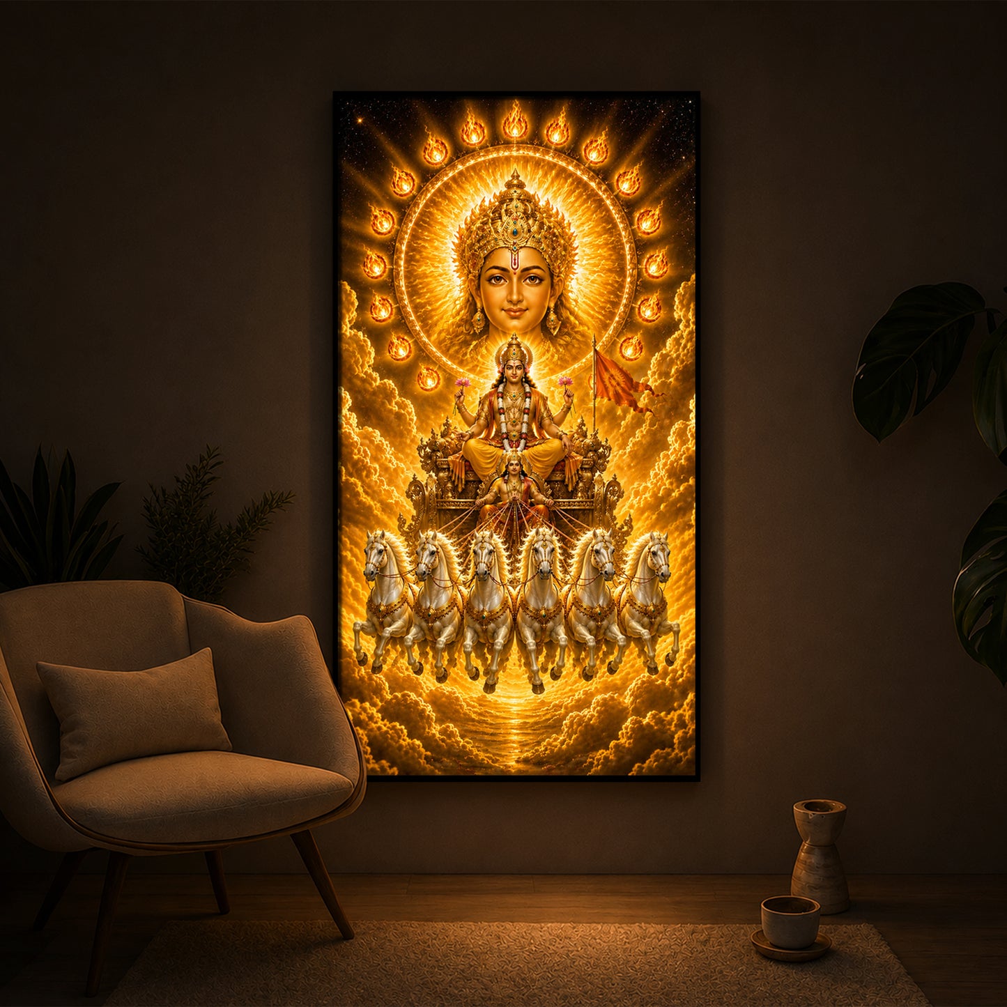 Lord Surya Modern Luxury Backlight Vertical Wall Art