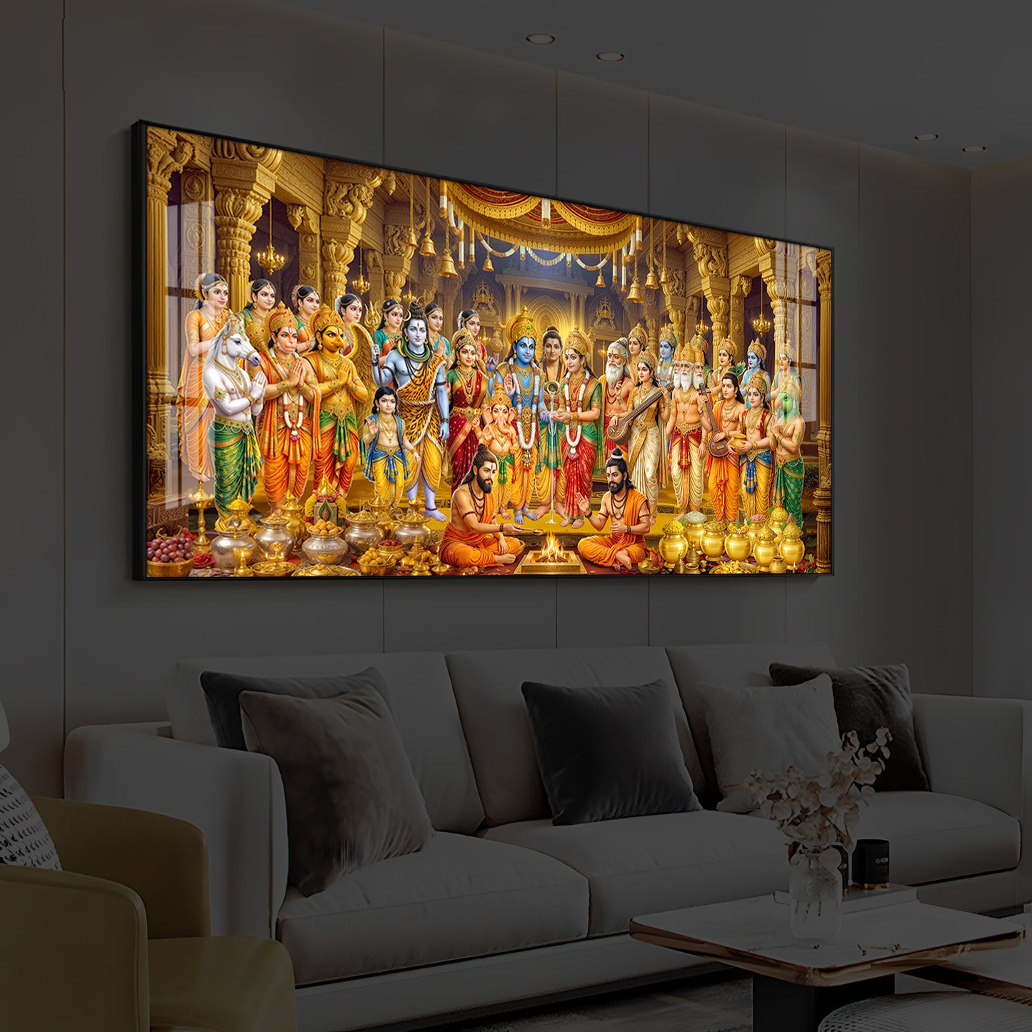 Srinivasa Kalyanam Modern Luxury Backlight Horizontal Wall Art