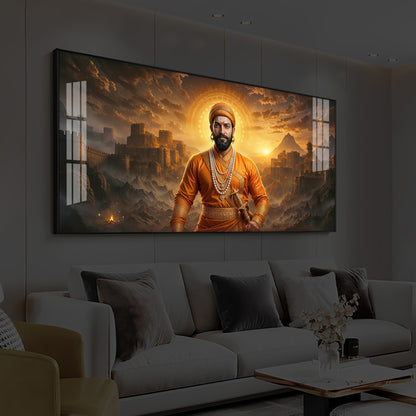 Chhatrapati Shivaji Maharaj Modern Luxury Backlight Horizontal Wall Art