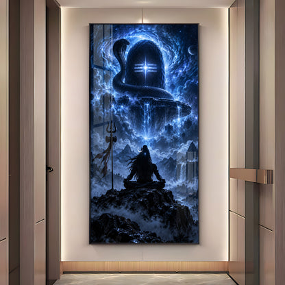 Aura of Cosmic Mahadev Premium Acrylic Vertical Wall Art