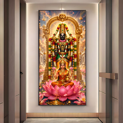 Goddess Lakshmi With Tirupati Balaji Premium Acrylic Vertical Wall Art