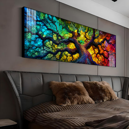 Colorful Mosaic Tree Premium Acrylic Horizontal Wall Art