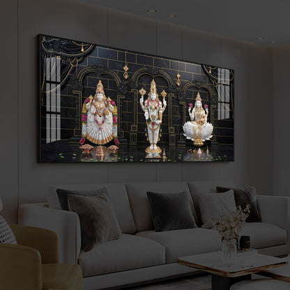 Maa Laxmi & Lord Venkateswara Modern Luxury Backlight Horizontal Wall Art