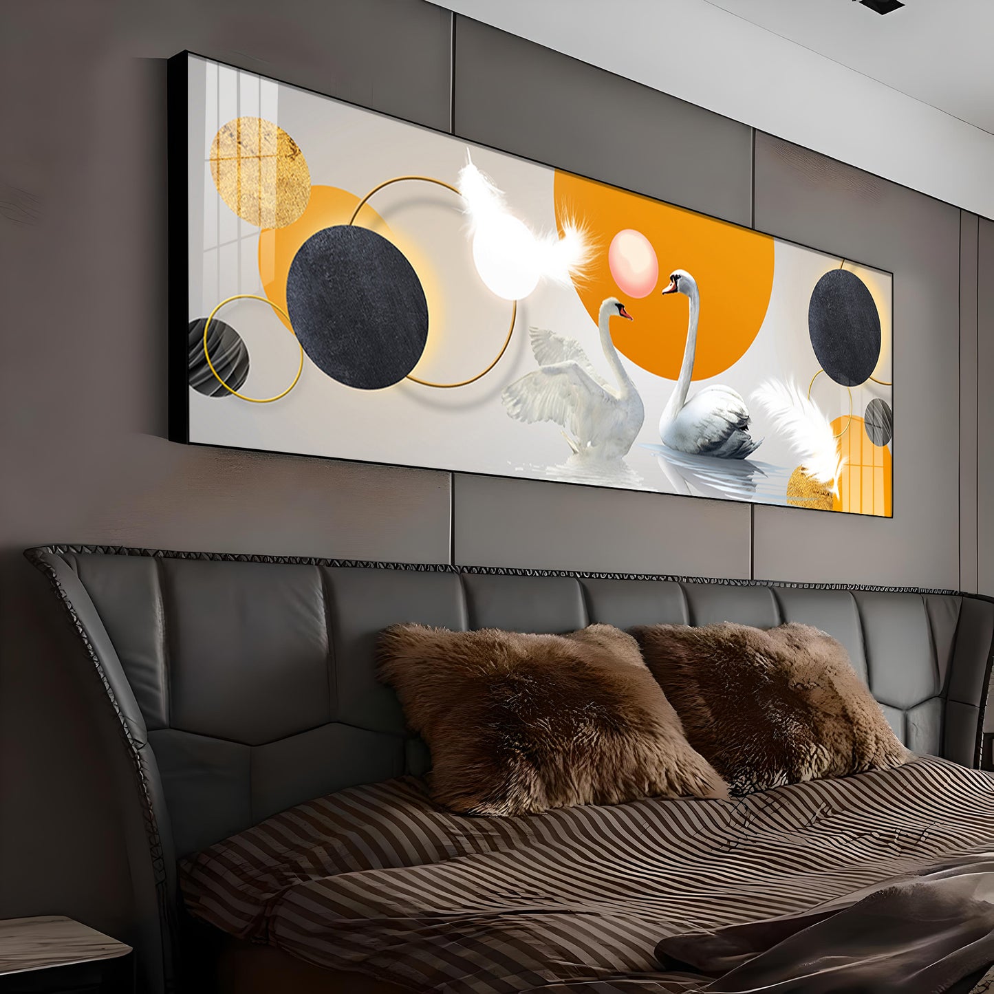 Swans in Sync Premium Acrylic Horizontal Wall Art