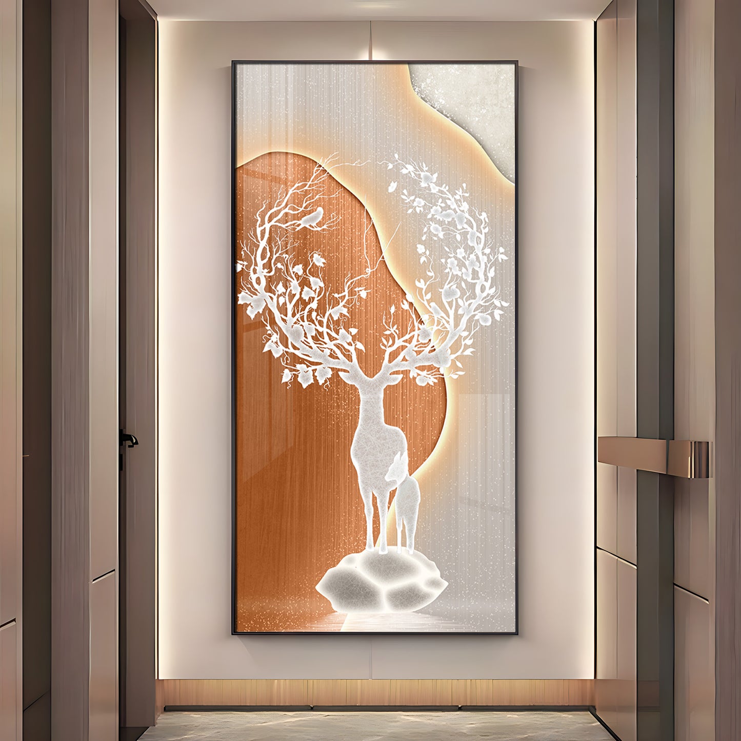 Modern White Deer Premium Acrylic Vertical Wall Art