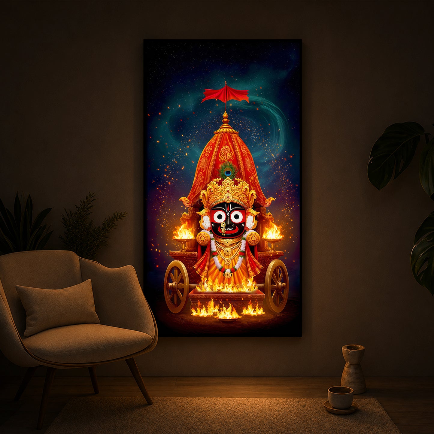 Jagannath Prabhu Modern Luxury Backlight Vertical Wall Art