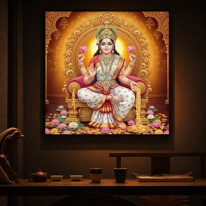 Maa Laxmi Modern Luxury Backlight Square Wall Art
