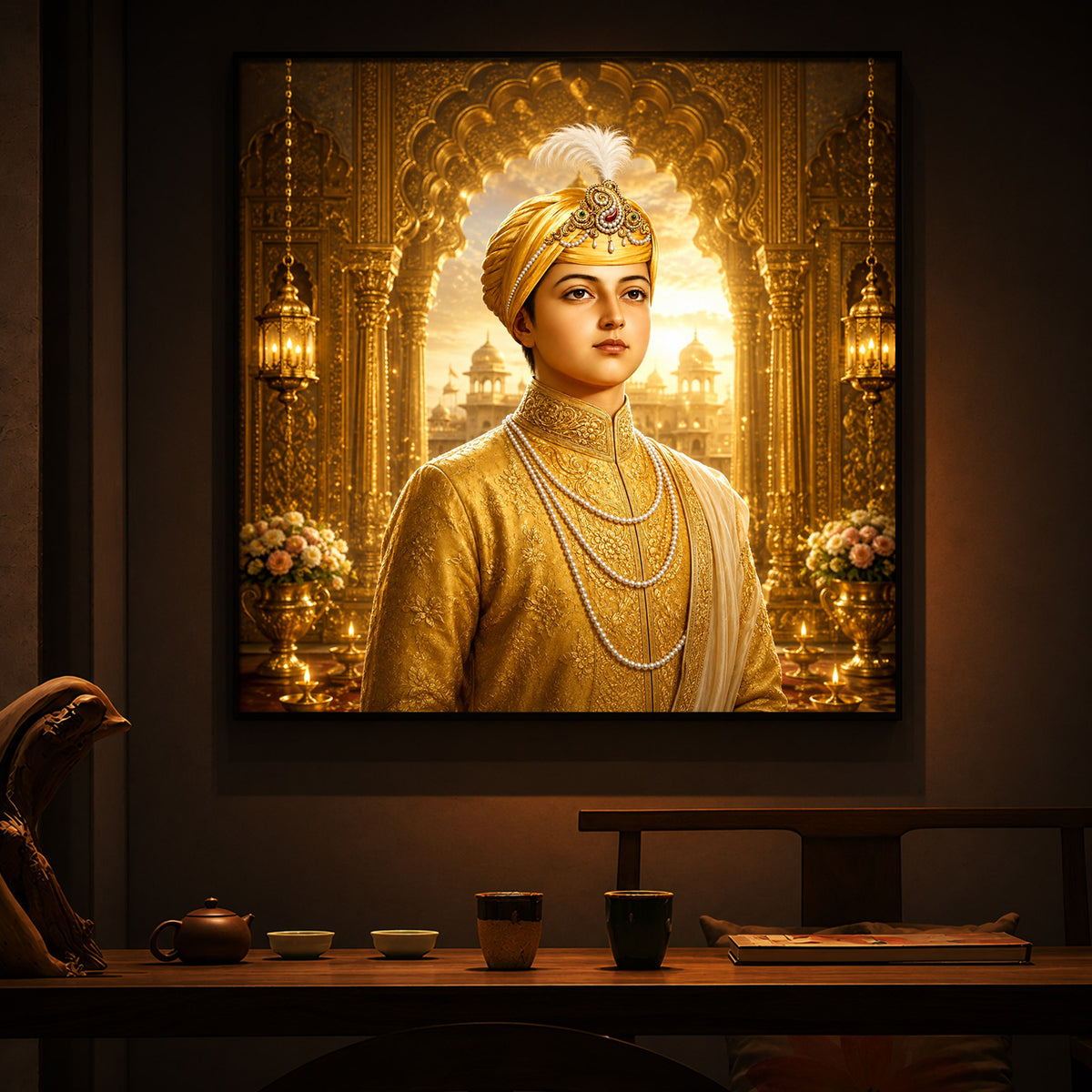 Guru Har Krishan Ji Modern Luxury Backlight Square Wall Art