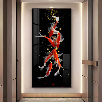 Red & White Koi Fish Premium Acrylic Vertical Wall Art