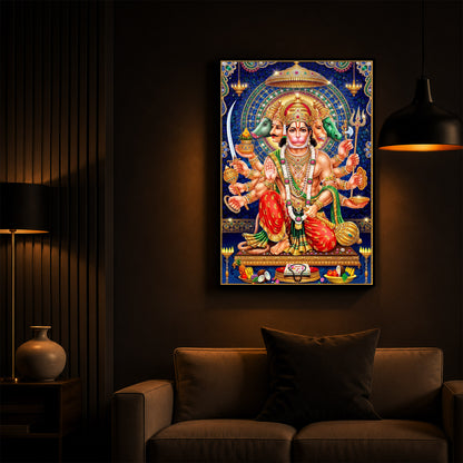 Panchamukhi Hanuman Ji Modern Luxury Backlight Vertical Wall Art
