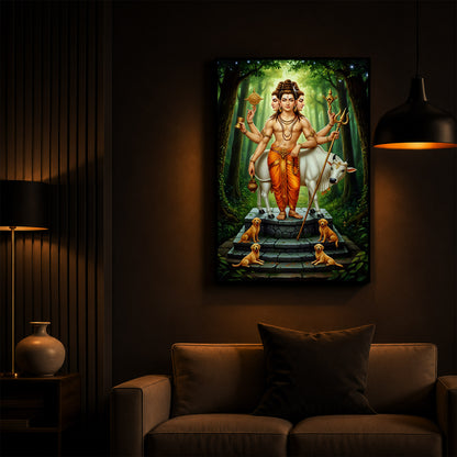 Jai Guru Dattatreya Modern Luxury Backlight Vertical Wall Art