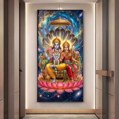 Lord Vishnu & Goddess Lakshmi Premium Acrylic Vertical Wall Art