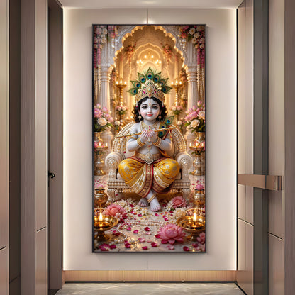 Divine Shree Krishna Premium Acrylic Vertical Wall Art