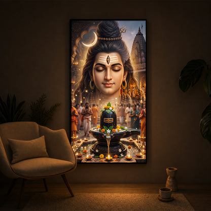 Lord Shiva Modern Luxury Backlight Vertical Wall Art