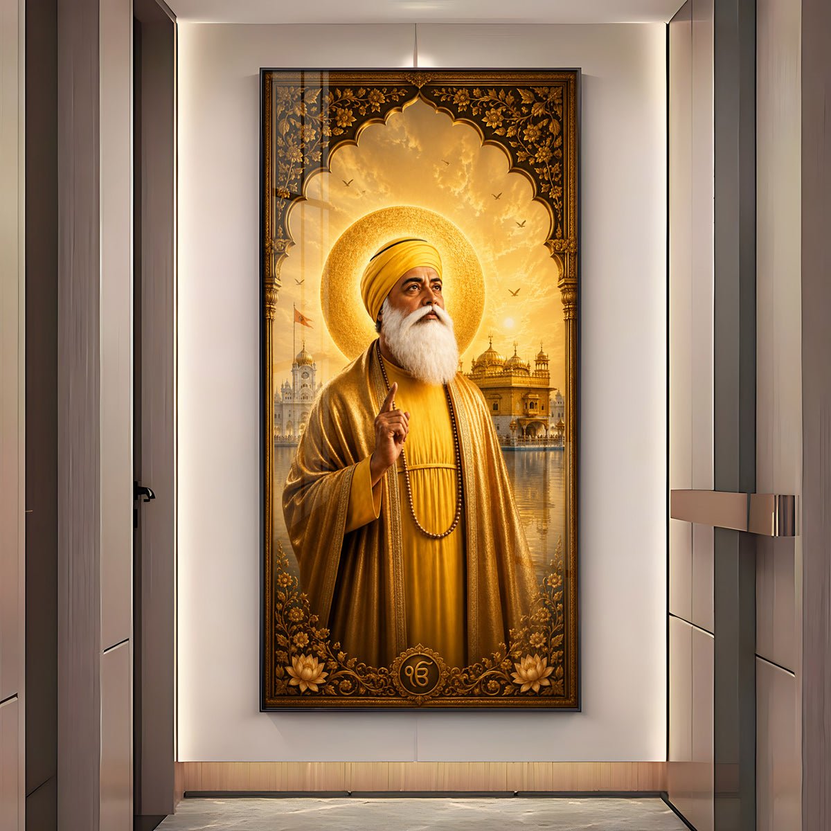 Guru Nanak Dev Ji With Blessing Premium Acrylic Vertical Wall Art