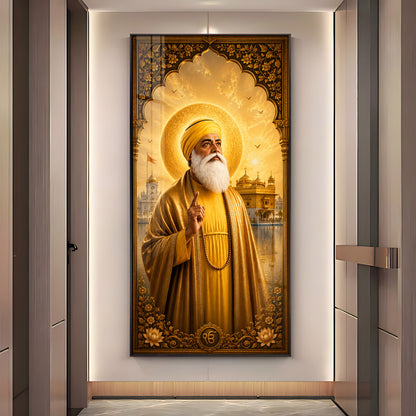 Guru Nanak Dev Ji With Blessing Premium Acrylic Vertical Wall Art