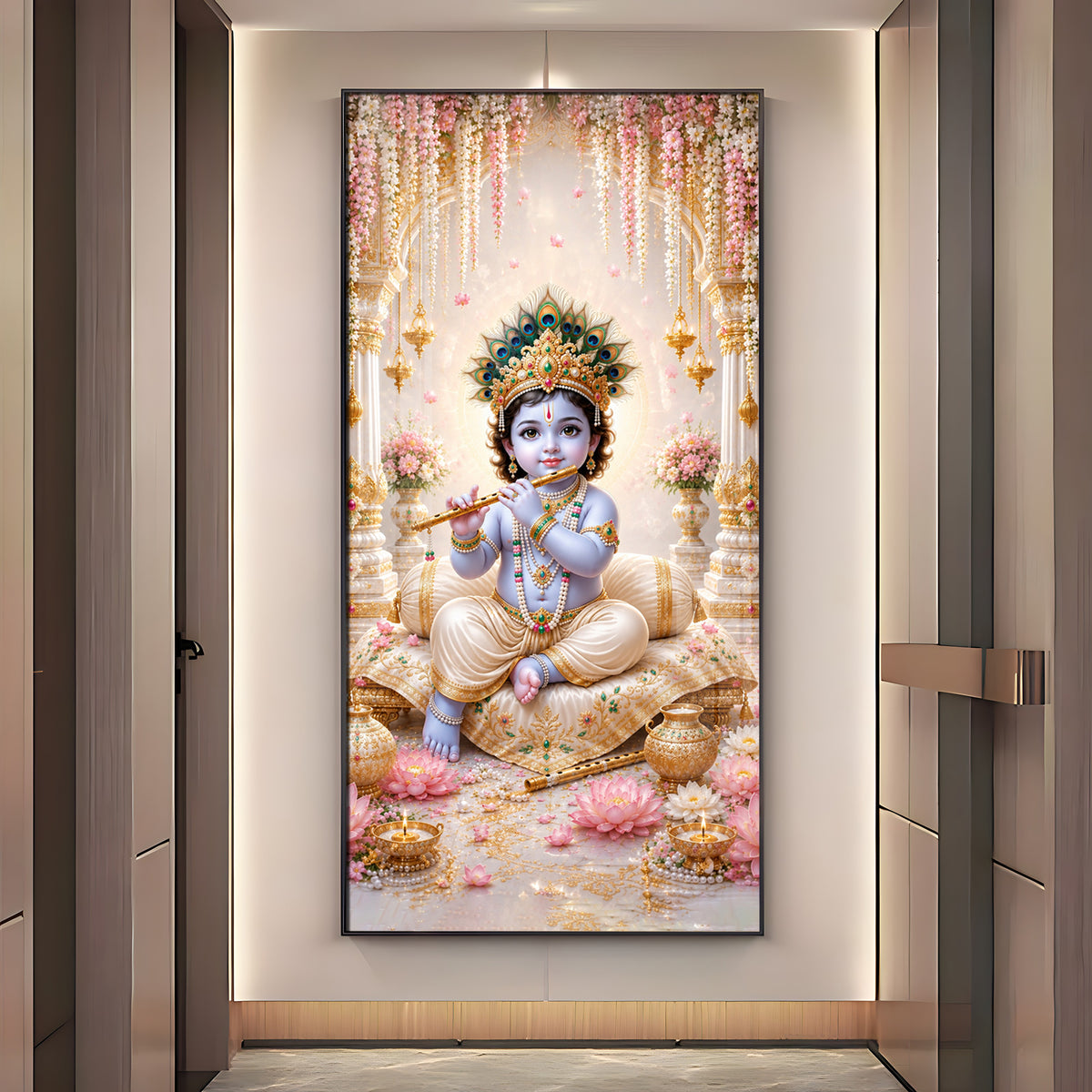 Baal Krishna Premium Acrylic Vertical Wall Art